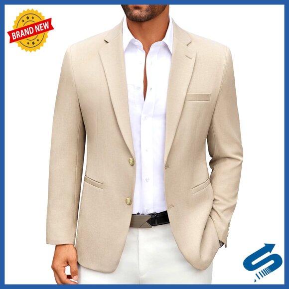 Lightweight Regular Fit Blazer Sport Coat Two Button Casual Business Jacket